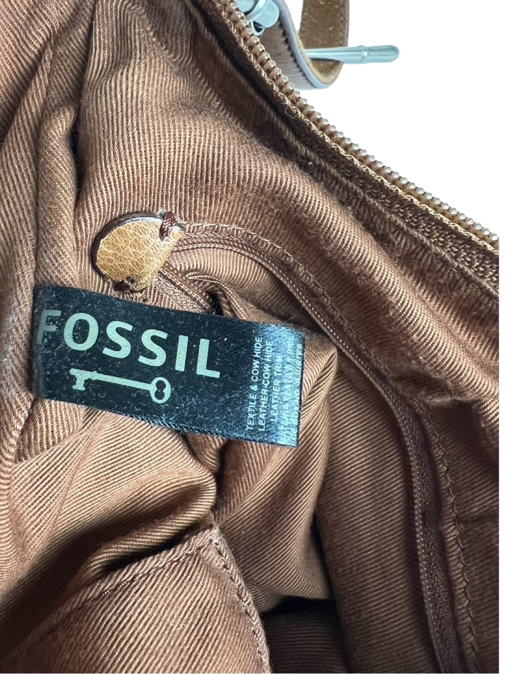 Fossil ZB4687 Patchwork Crossbody Bag Y2K Boho Leather Canvas Key Charm - Picture 10 of 12